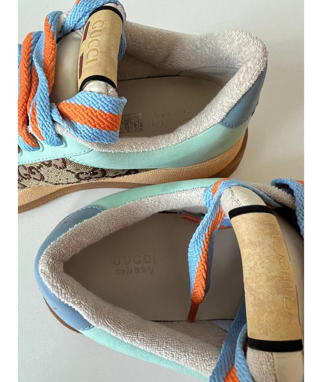 GUCCI Бирюзовые кожаные кроссовки, фото 3