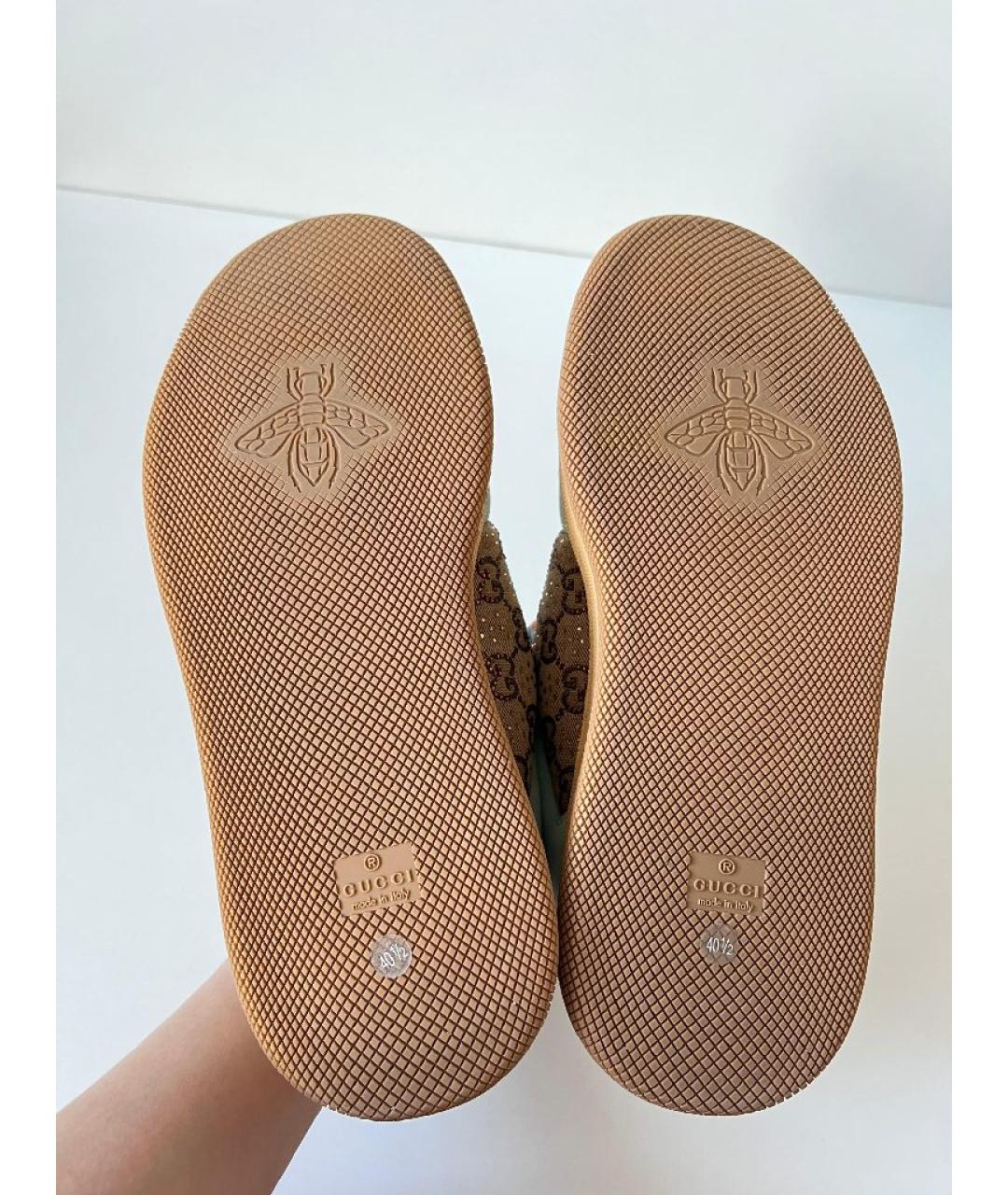 GUCCI Бирюзовые кожаные кроссовки, фото 5