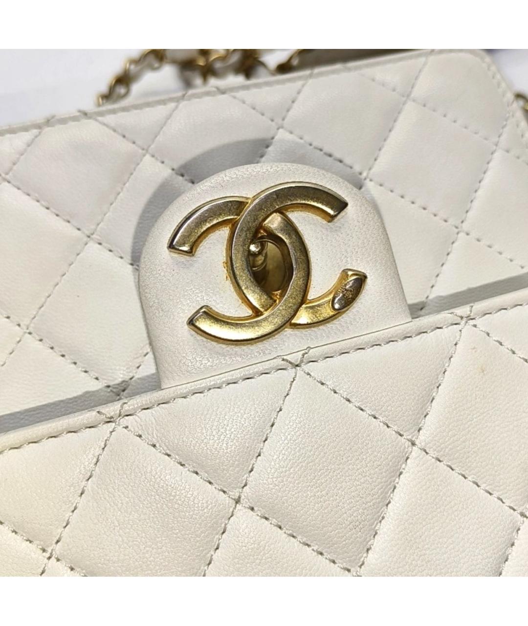 CHANEL Бежевая кожаная сумка через плечо, фото 7