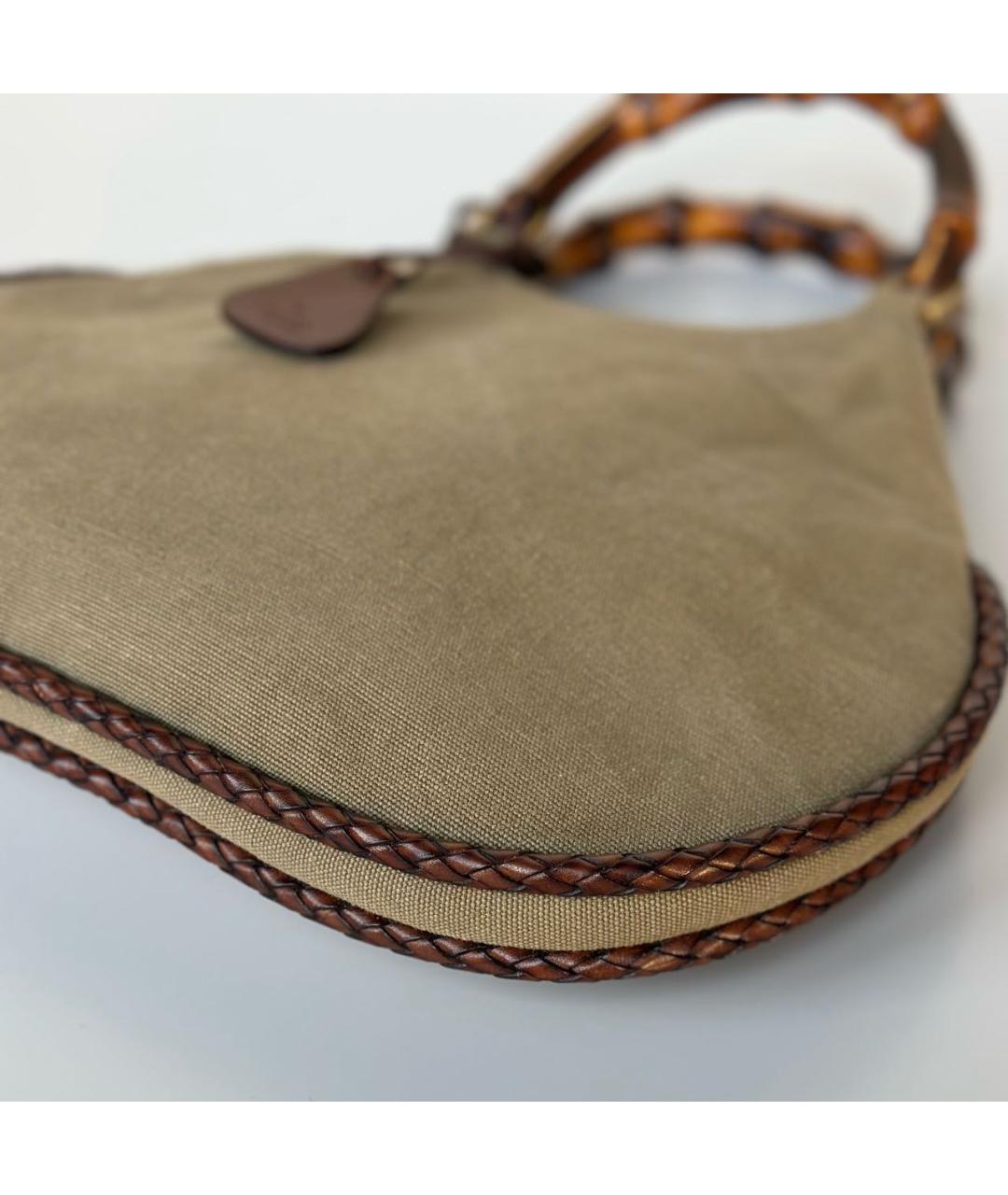 GUCCI Хаки тканевая сумка с короткими ручками, фото 8