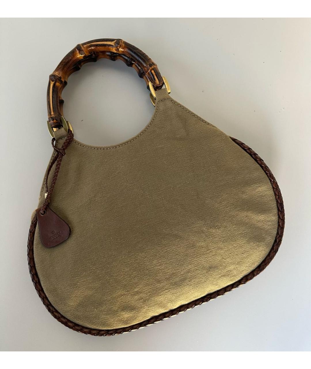 GUCCI Хаки тканевая сумка с короткими ручками, фото 2
