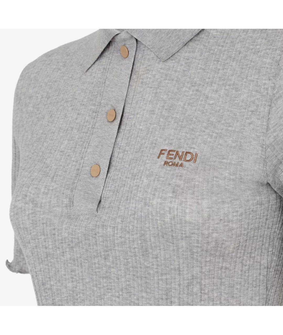 FENDI Серая хлопковая футболка, фото 7