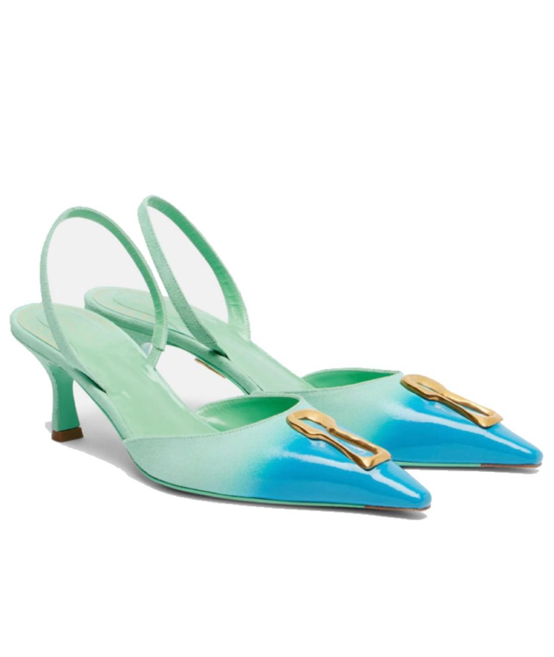 SCHIAPARELLI Голубые кожаные лодочки на низком каблуке, фото 3