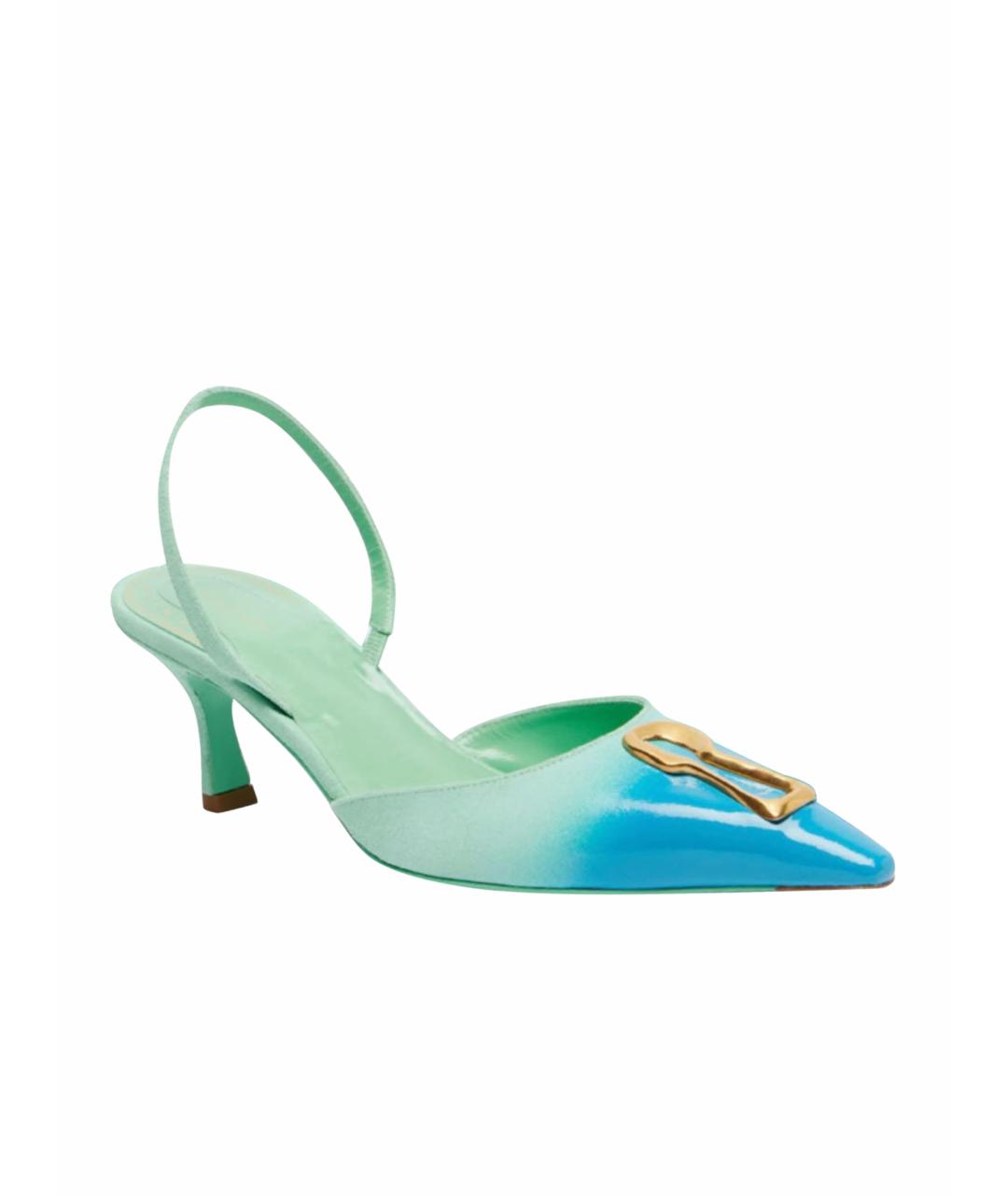 SCHIAPARELLI Голубые кожаные лодочки на низком каблуке, фото 1