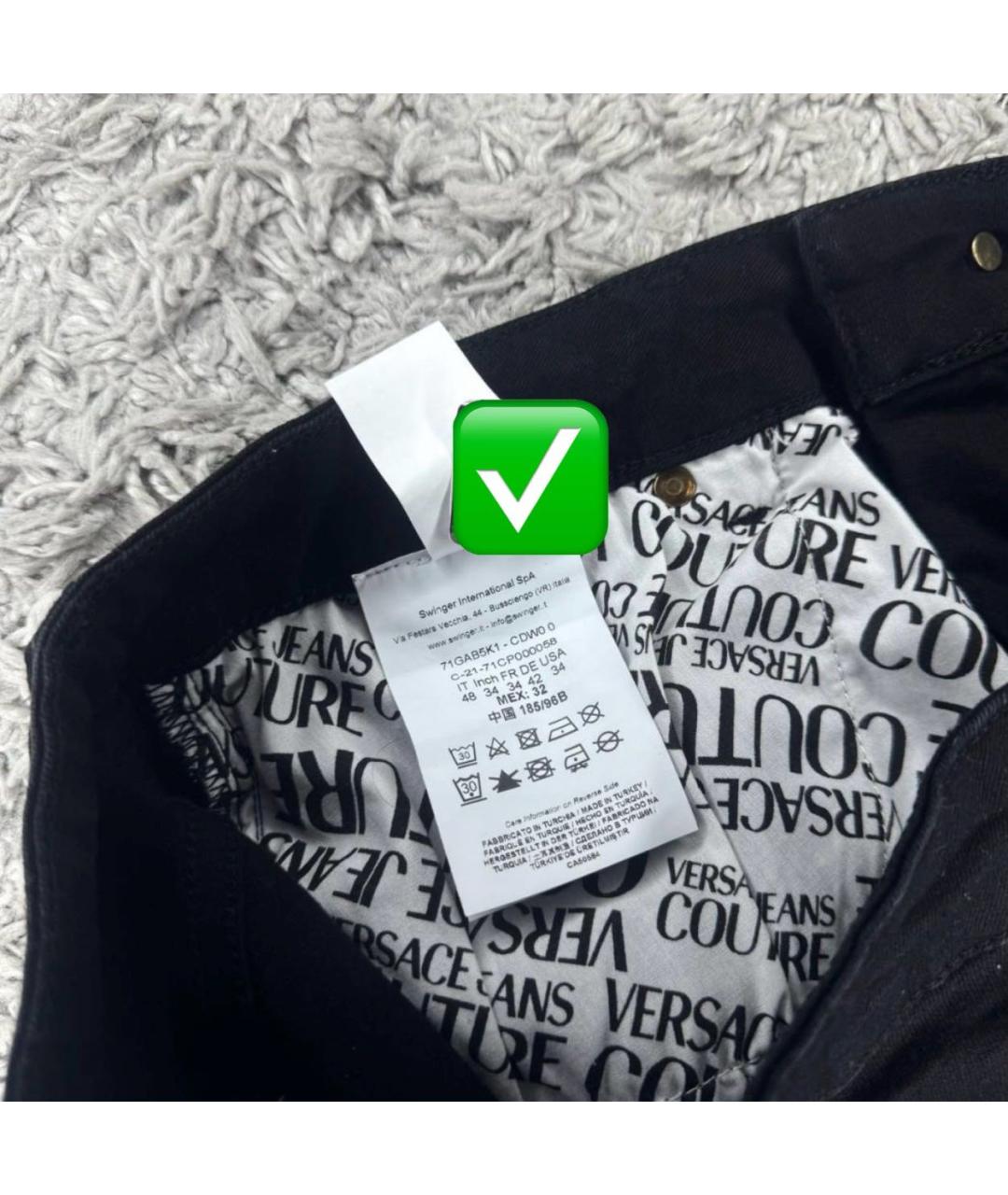 VERSACE JEANS COUTURE Черные хлопковые классические брюки, фото 8