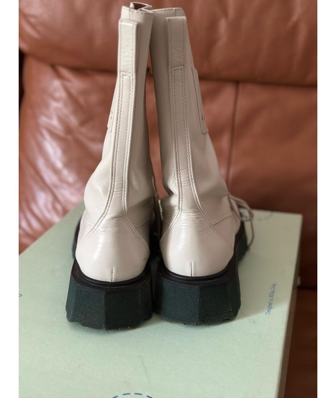 OFF-WHITE Белые кожаные ботинки, фото 3