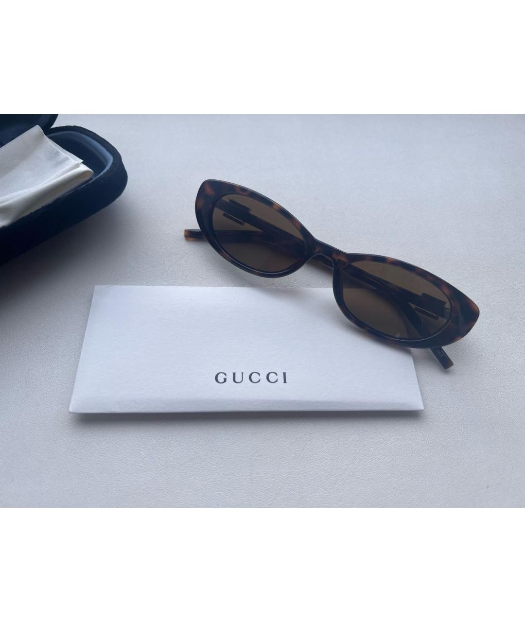 GUCCI Коричневые пластиковые солнцезащитные очки, фото 4