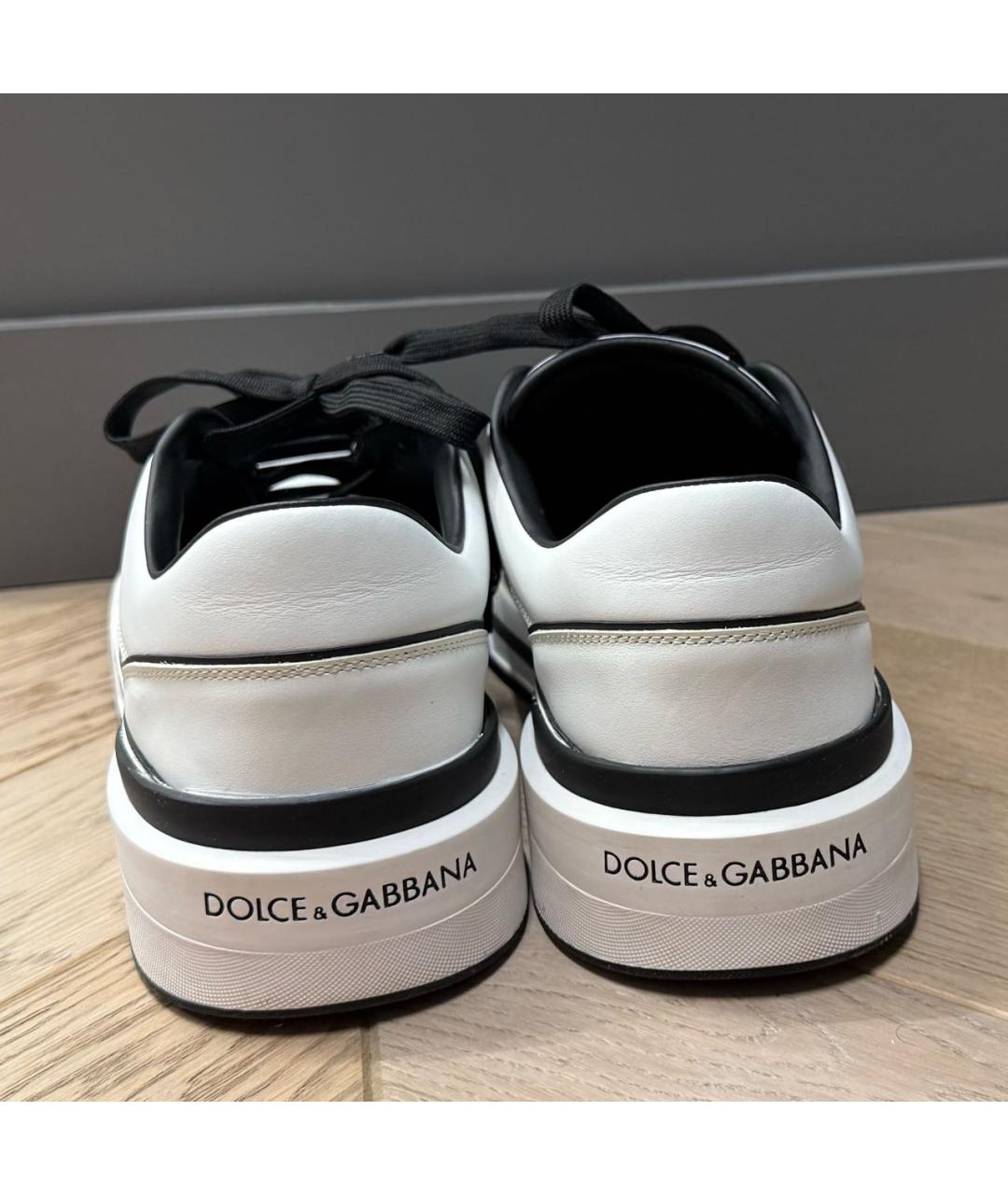 DOLCE&GABBANA Белые кожаные низкие кроссовки / кеды, фото 4