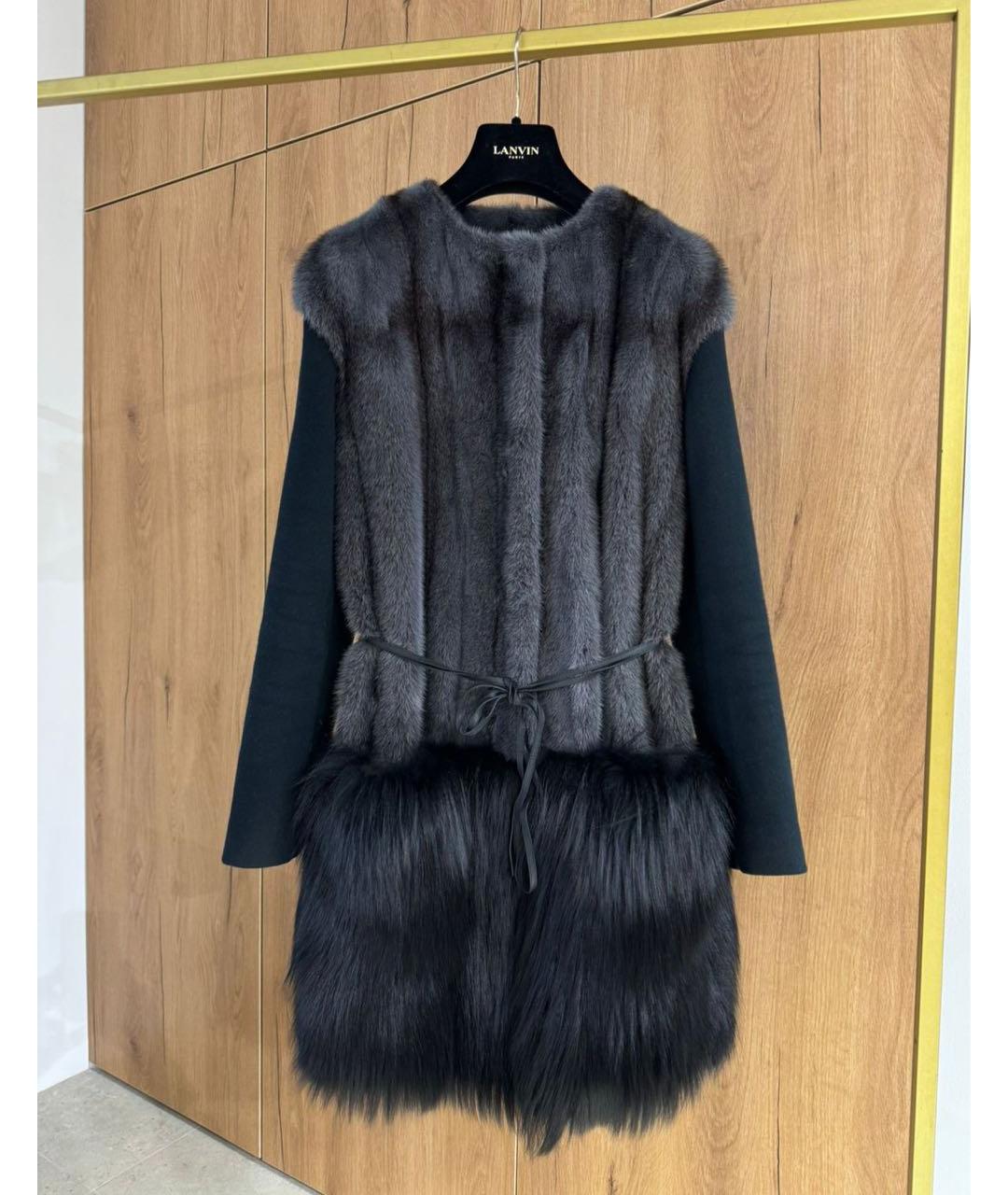 LANVIN Черная меховая шуба, фото 3