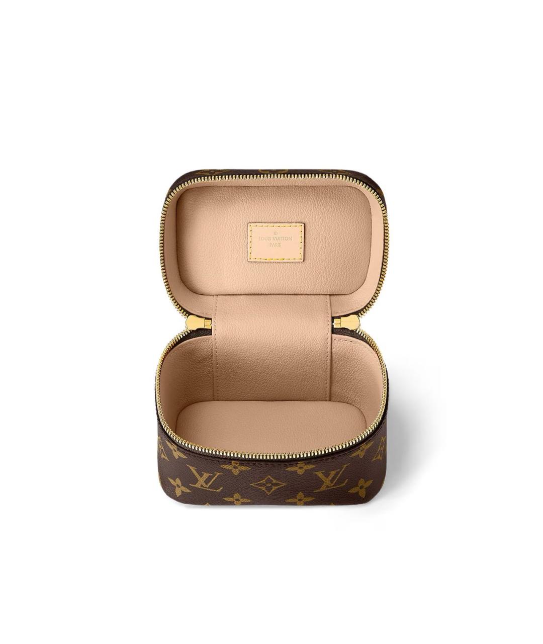 LOUIS VUITTON Коричневая кожаная косметичка, фото 3