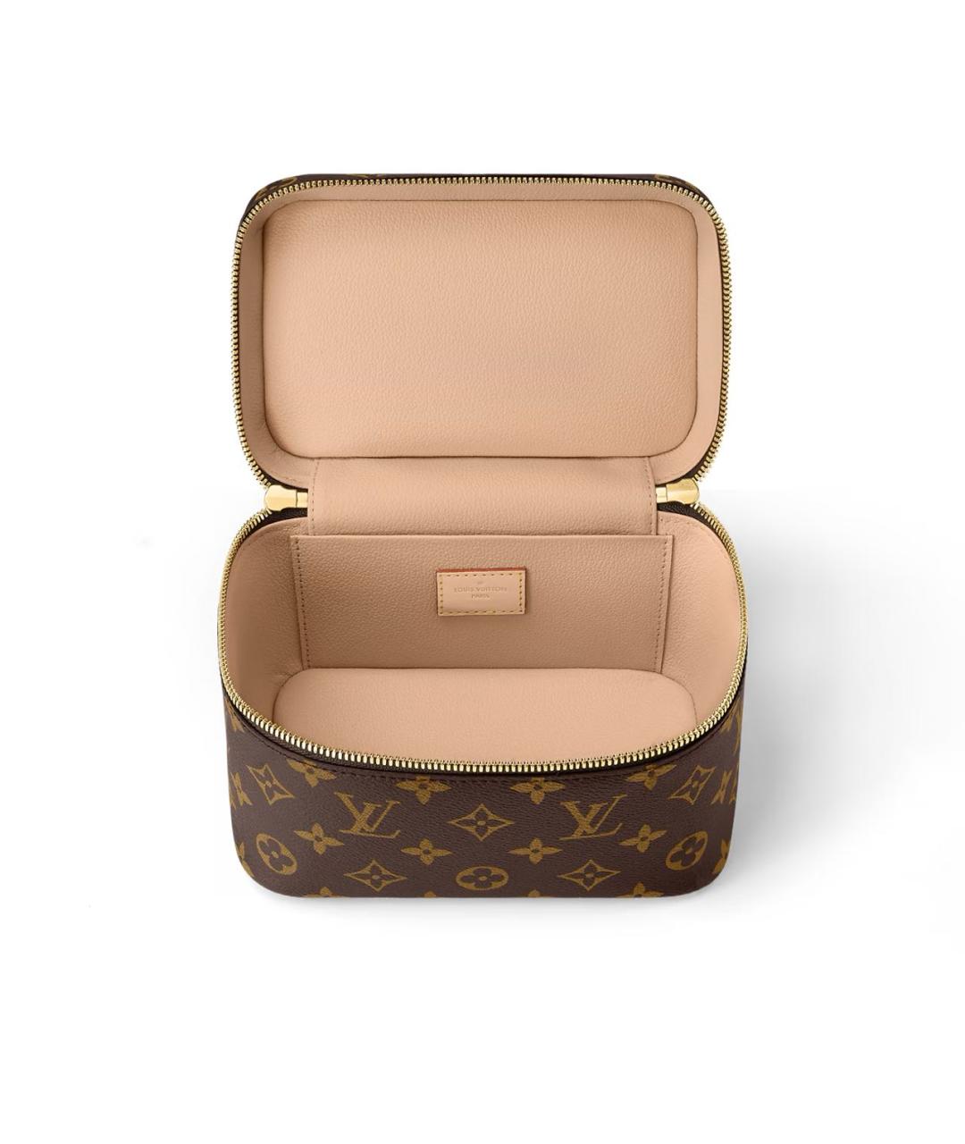 LOUIS VUITTON Коричневая кожаная косметичка, фото 3