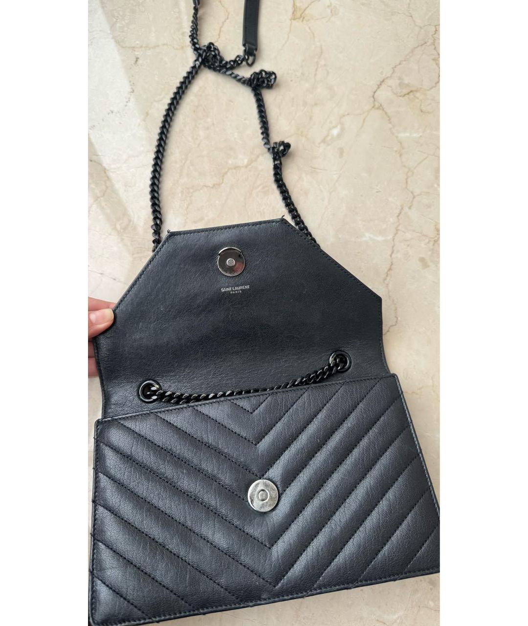 SAINT LAURENT Черная кожаная сумка через плечо, фото 4
