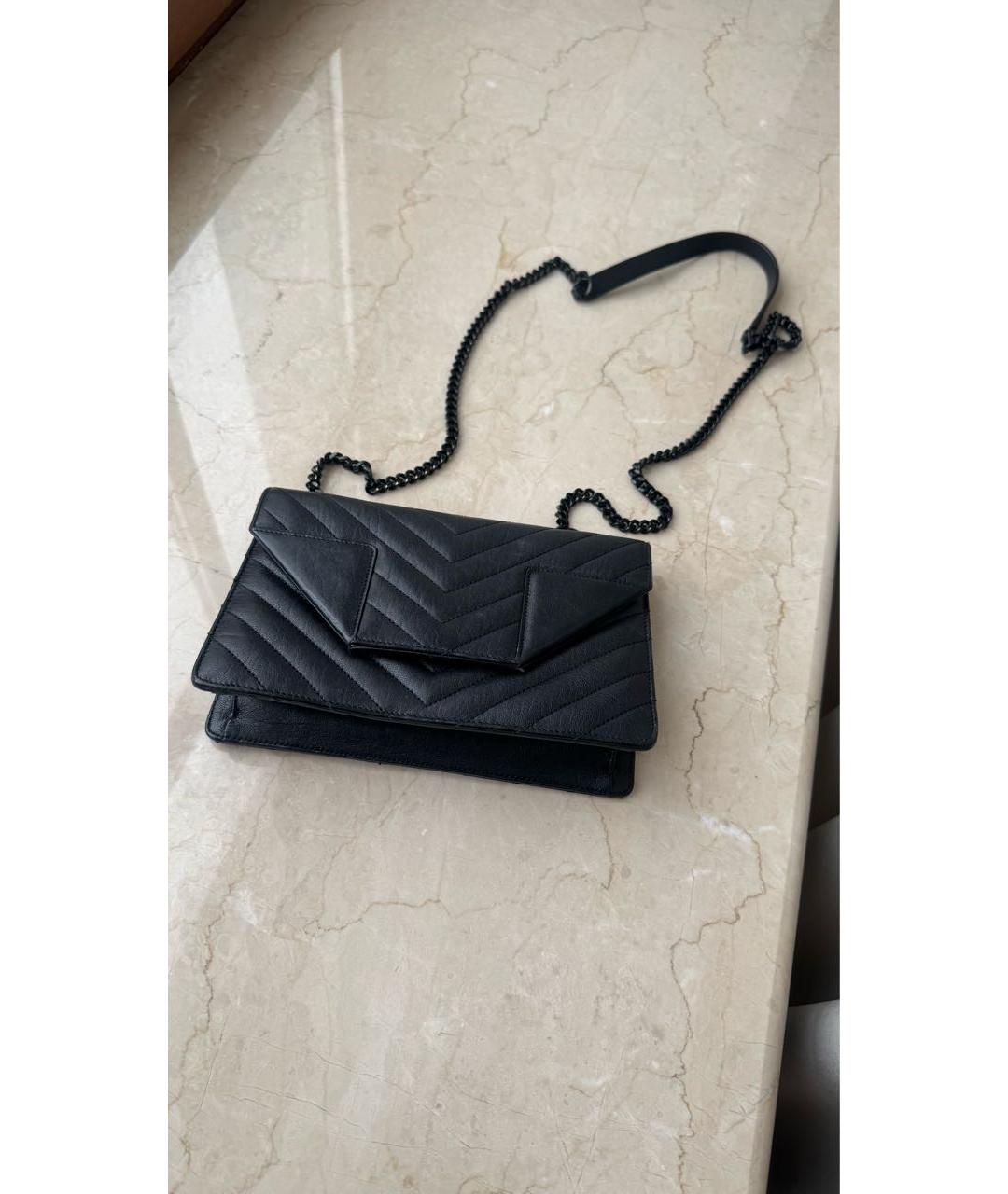 SAINT LAURENT Черная кожаная сумка через плечо, фото 6