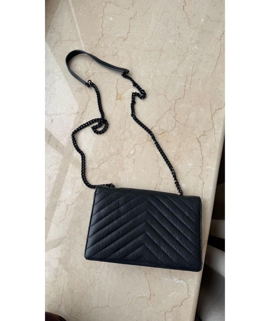 SAINT LAURENT Черная кожаная сумка через плечо, фото 5