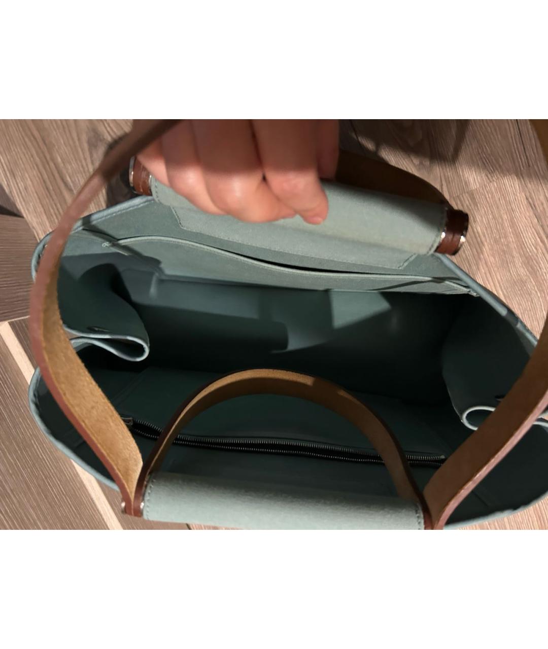 HERMES Голубая тканевая сумка тоут, фото 4