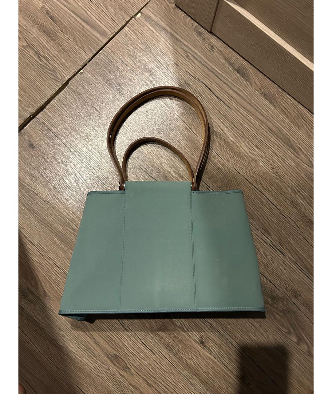HERMES Голубая тканевая сумка тоут, фото 3