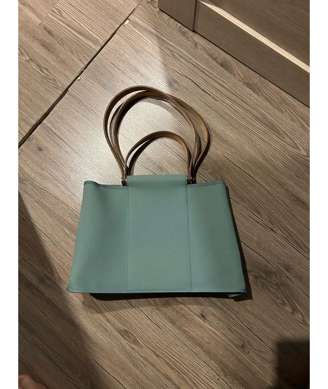 HERMES Голубая тканевая сумка тоут, фото 6