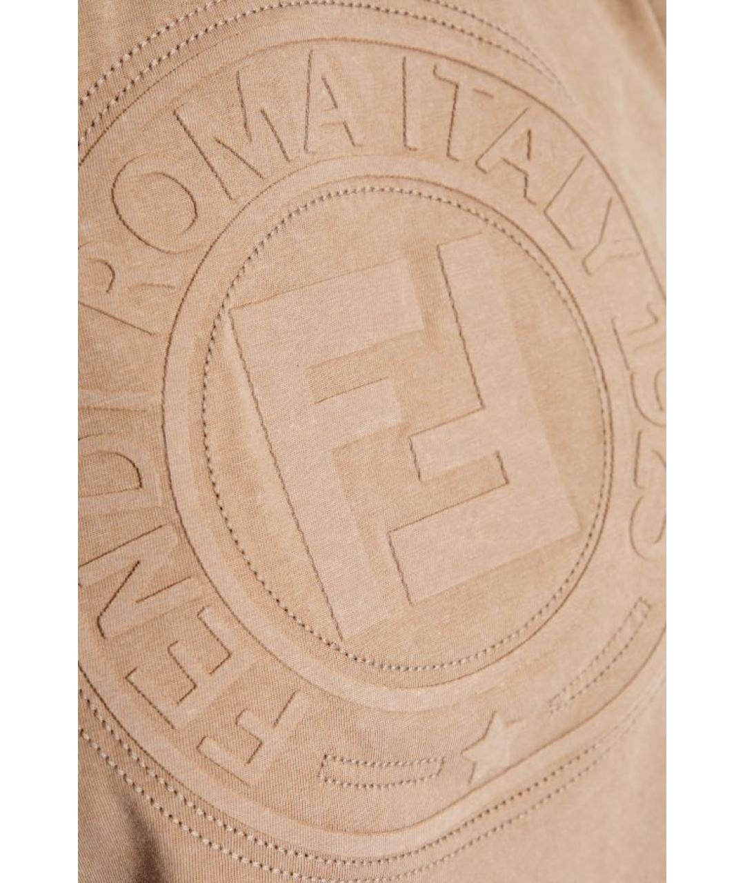 FENDI Бежевая хлопковая футболка, фото 4