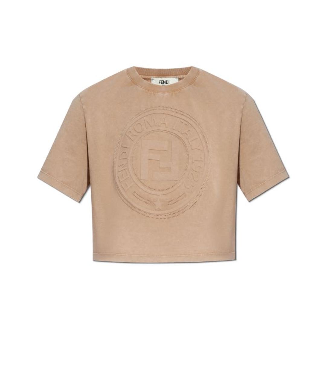 FENDI Бежевая хлопковая футболка, фото 1