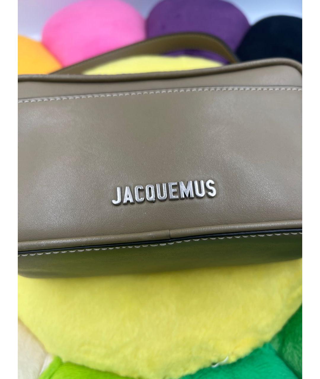 JACQUEMUS Хаки кожаная сумка через плечо, фото 3