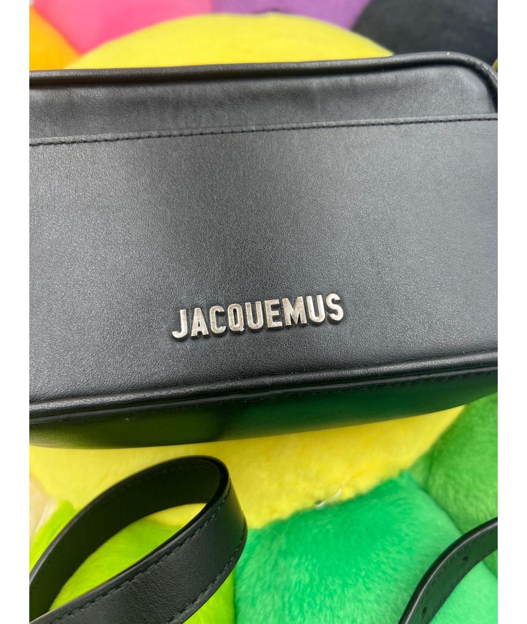 JACQUEMUS Черная кожаная сумка через плечо, фото 3