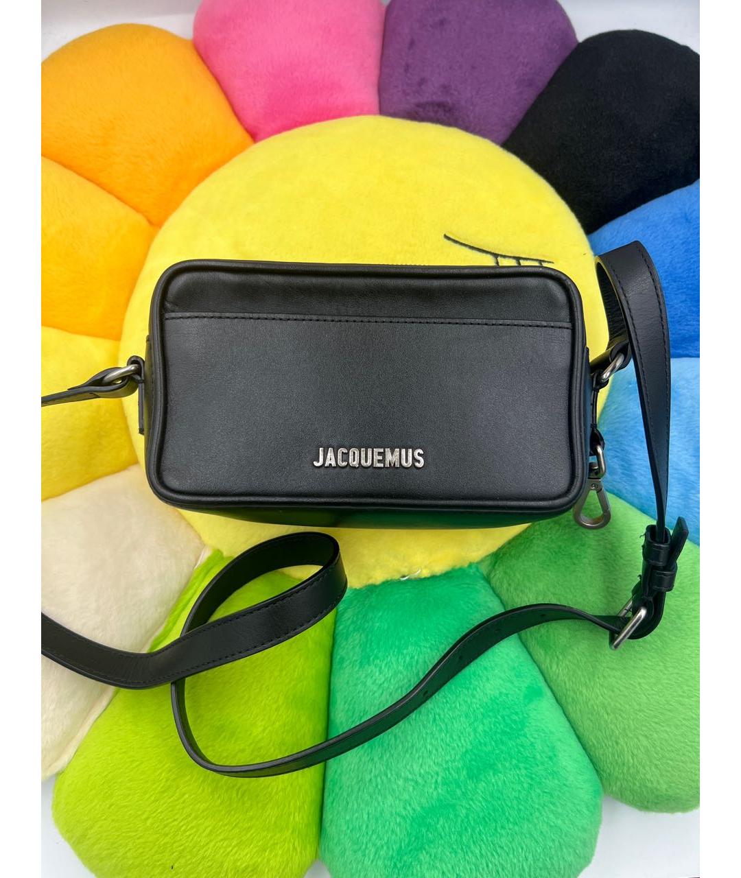 JACQUEMUS Черная кожаная сумка через плечо, фото 2