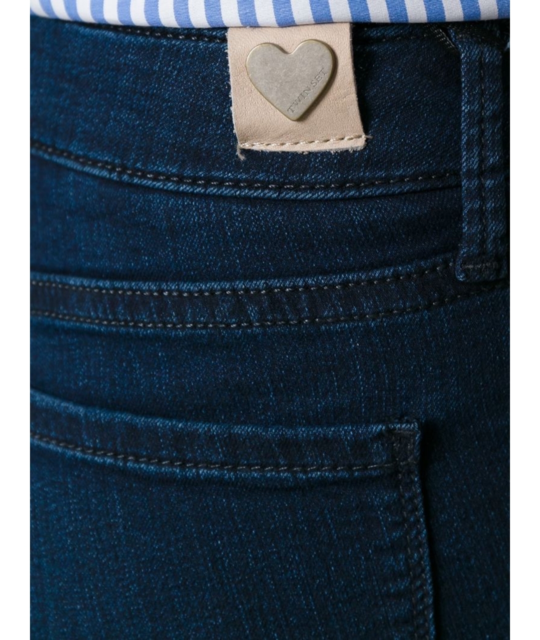 TWIN-SET Темно-синие хлопковые джинсы клеш, фото 3