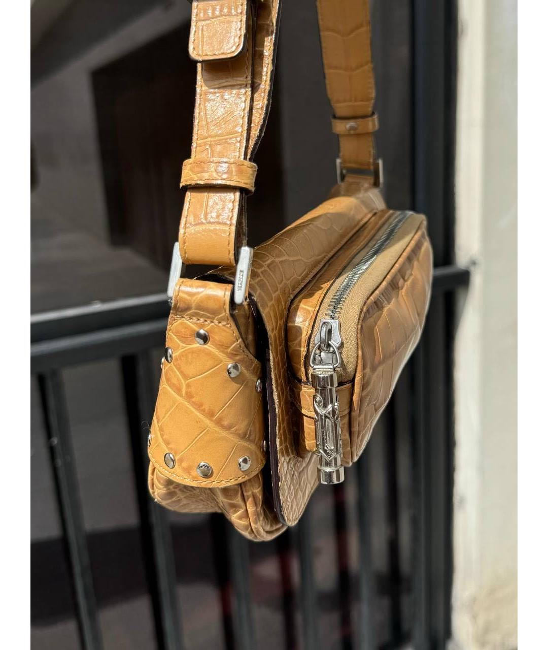 VERSACE Горчичная кожаная сумка через плечо, фото 4