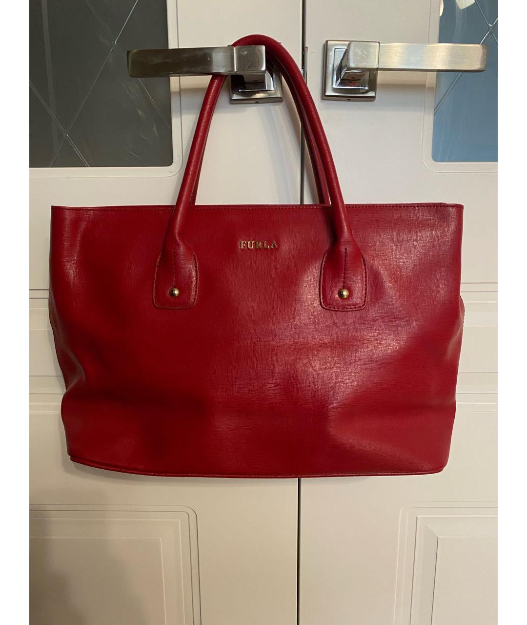 FURLA Красная кожаная сумка тоут, фото 7