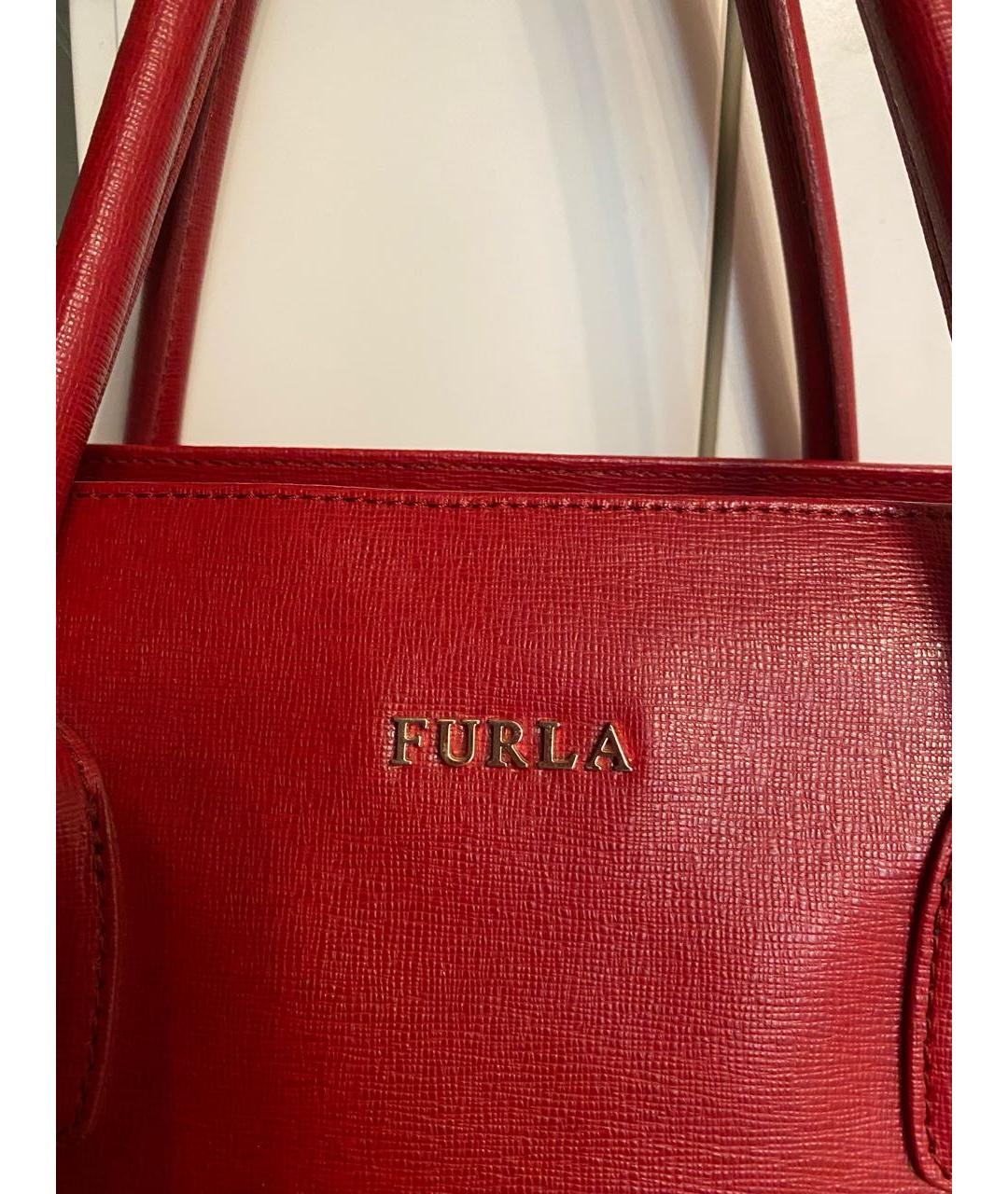 FURLA Красная кожаная сумка тоут, фото 4