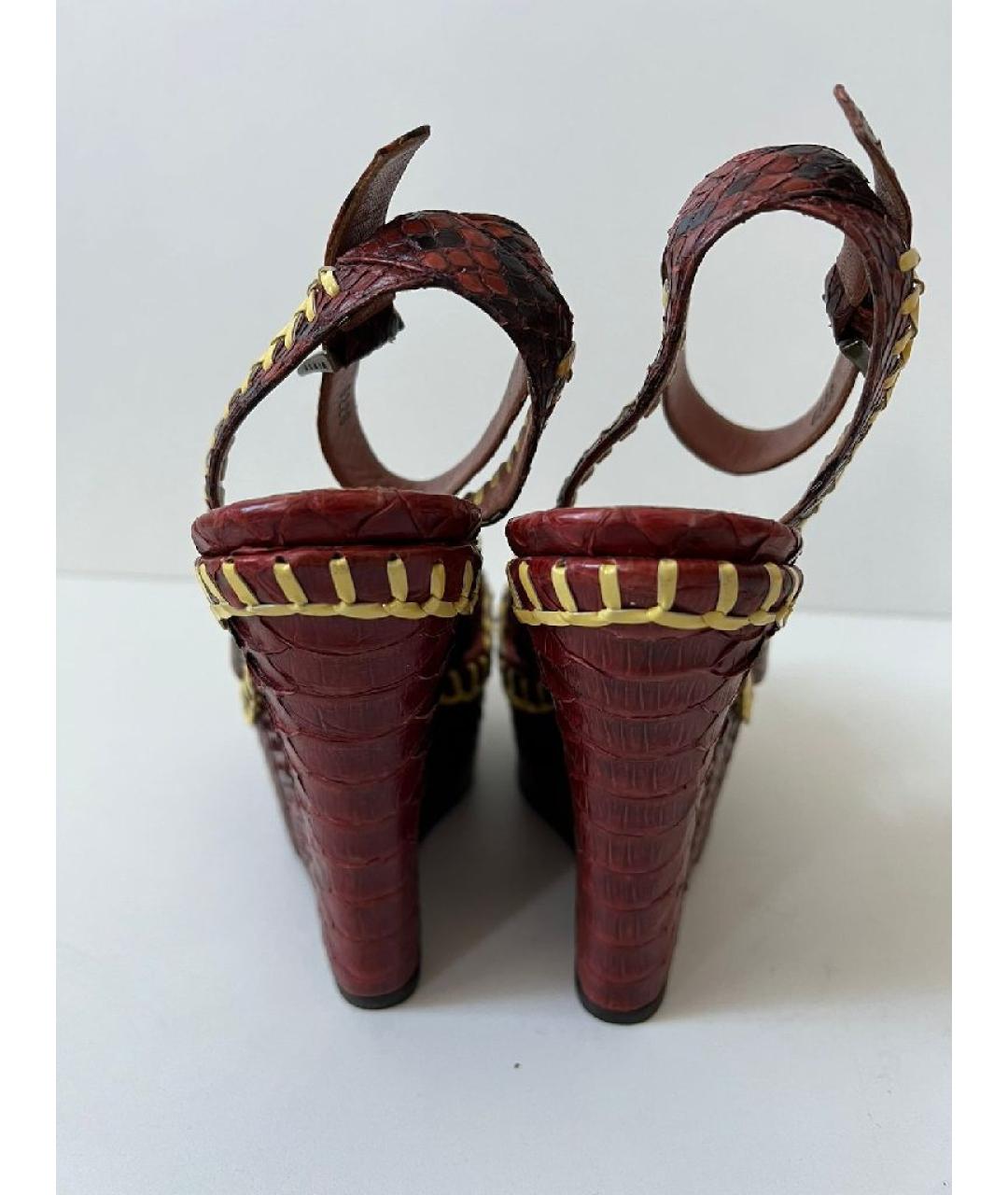 ALAIA Бордовые кожаные босоножки, фото 4