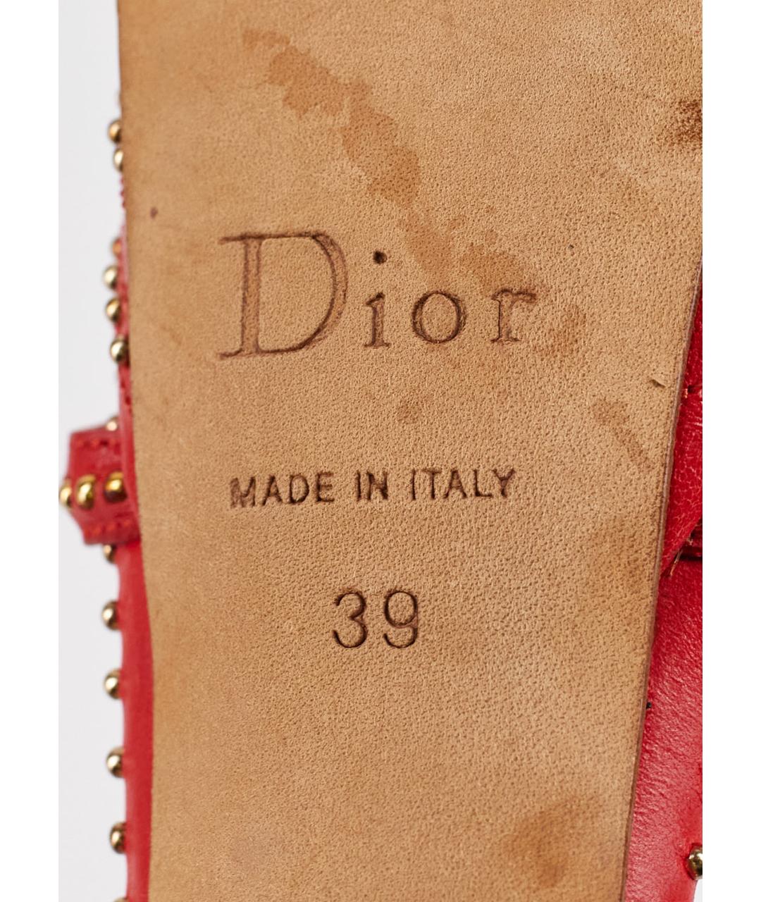 CHRISTIAN DIOR Красные кожаные босоножки, фото 5