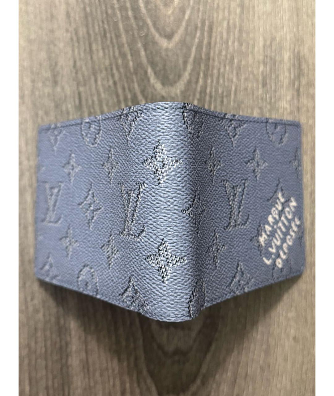 LOUIS VUITTON Голубой кожаный кошелек, фото 3