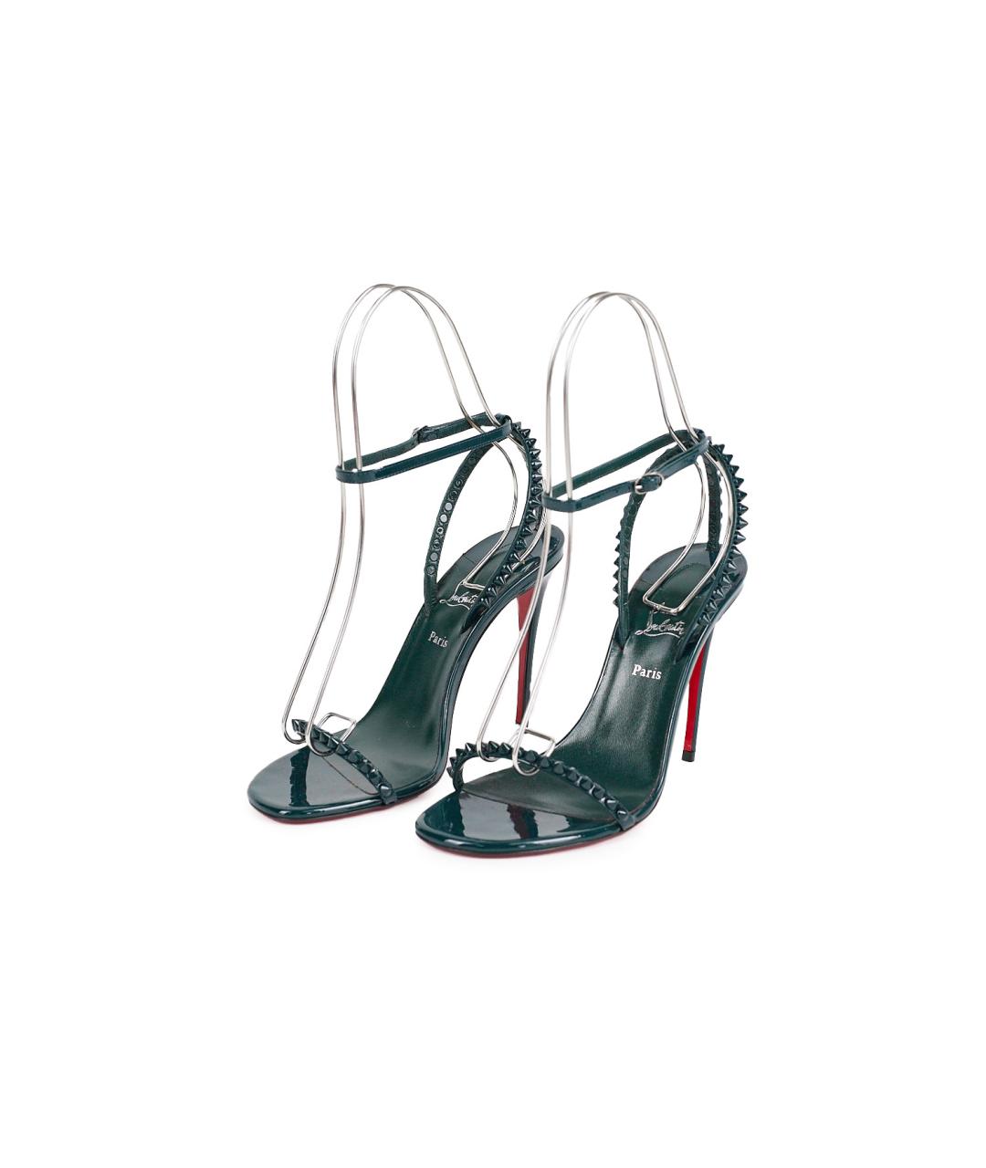 CHRISTIAN LOUBOUTIN Зеленые кожаные босоножки, фото 2