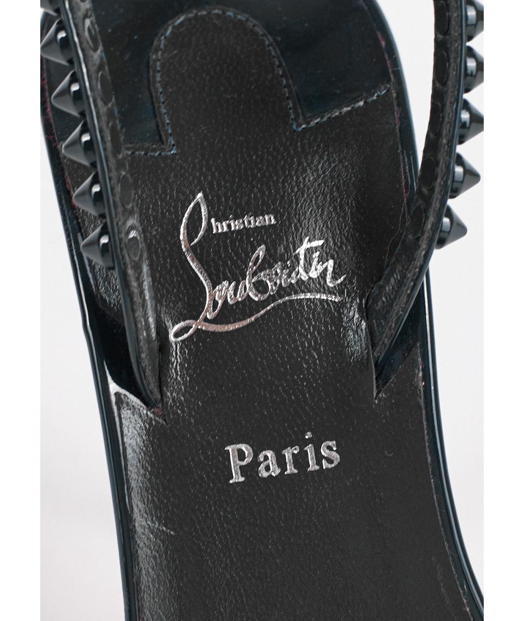 CHRISTIAN LOUBOUTIN Зеленые кожаные босоножки, фото 5