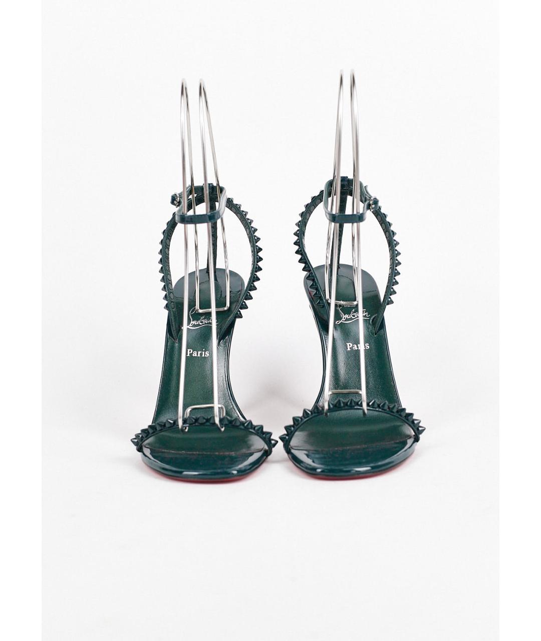 CHRISTIAN LOUBOUTIN Зеленые кожаные босоножки, фото 3