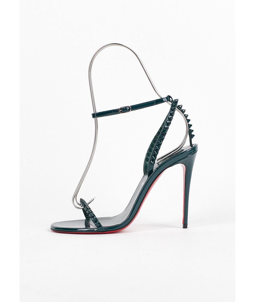CHRISTIAN LOUBOUTIN Зеленые кожаные босоножки, фото 7