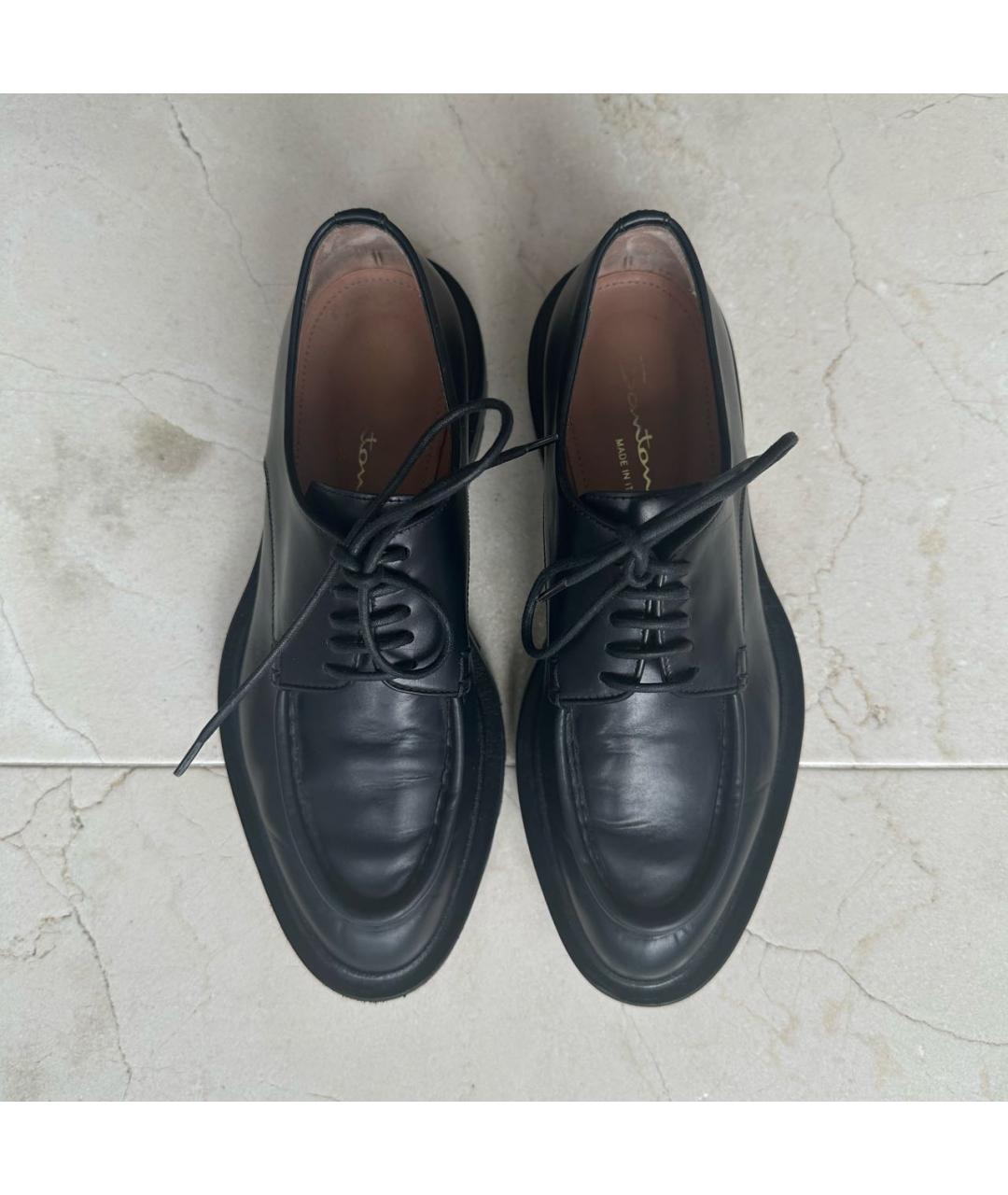 SANTONI Черные кожаные брогги и оксфорды, фото 4