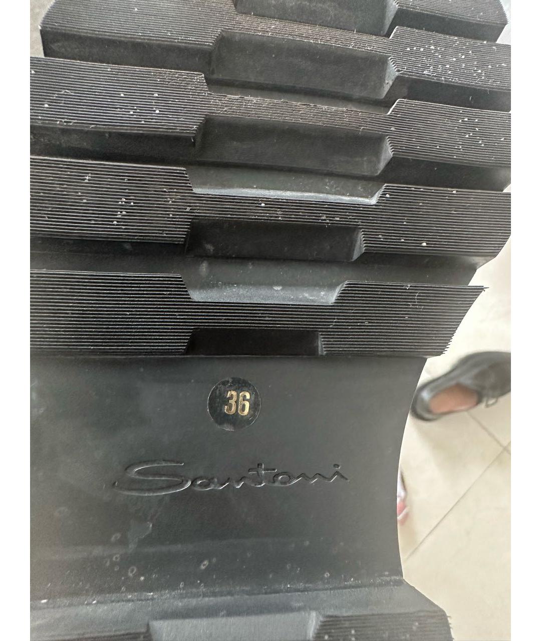 SANTONI Черные кожаные брогги и оксфорды, фото 7