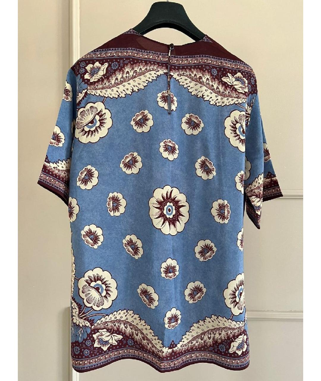 VALENTINO Голубая шелковая футболка, фото 2