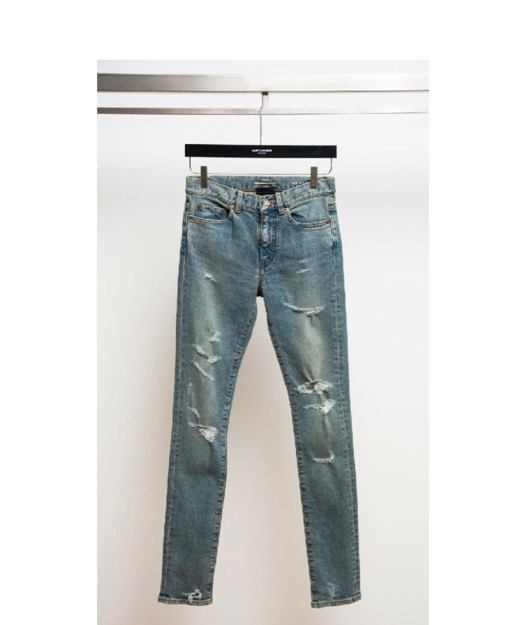SAINT LAURENT Темно-синие хлопковые джинсы слим, фото 8