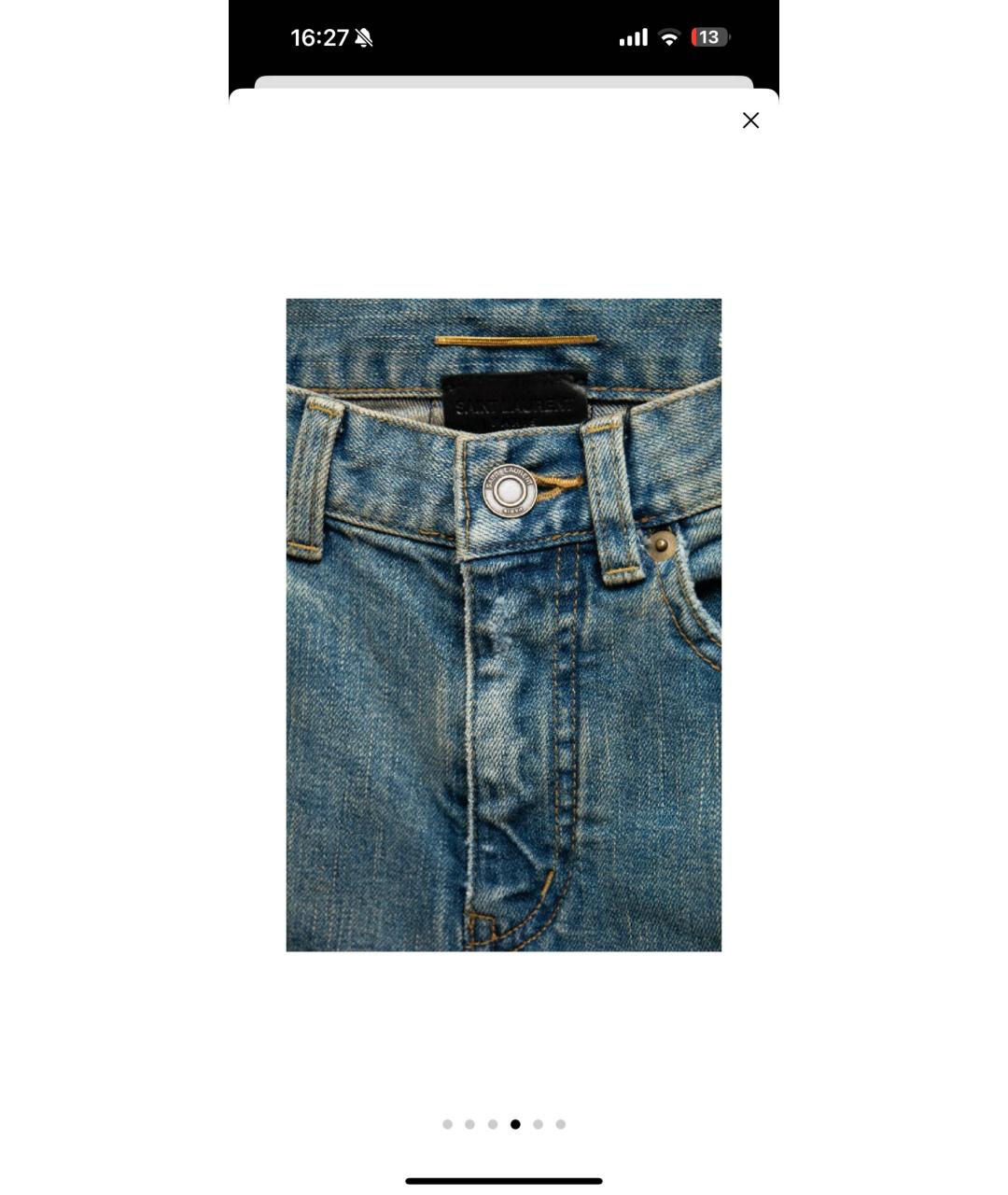 SAINT LAURENT Темно-синие хлопковые джинсы слим, фото 3