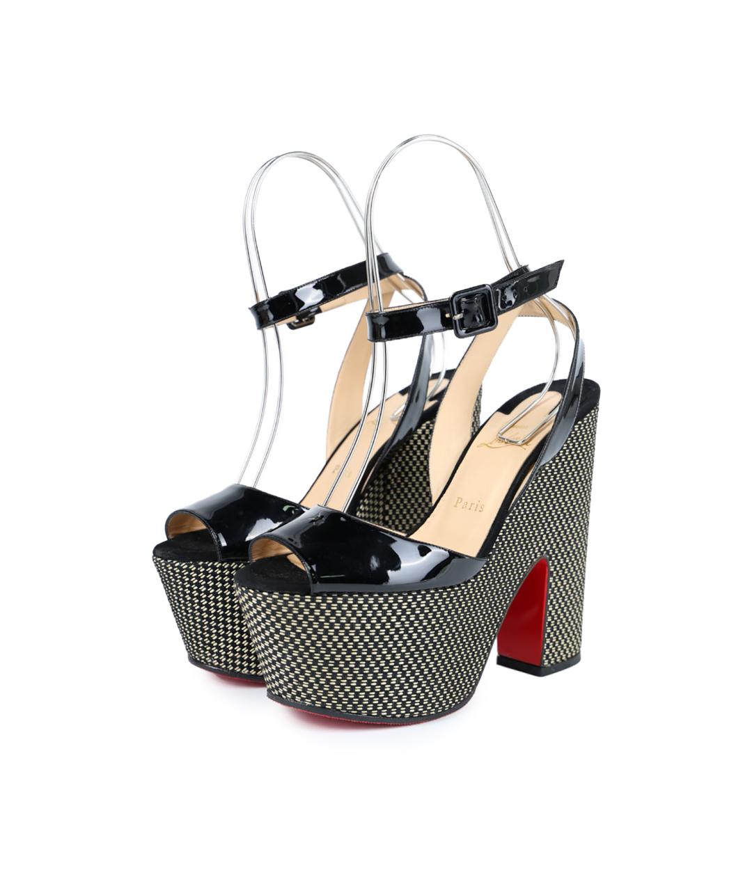 CHRISTIAN LOUBOUTIN Черные босоножки из лакированной кожи, фото 2