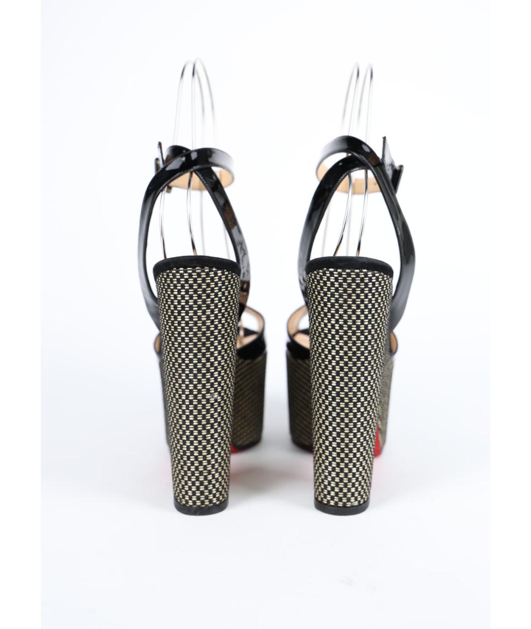 CHRISTIAN LOUBOUTIN Черные босоножки из лакированной кожи, фото 4