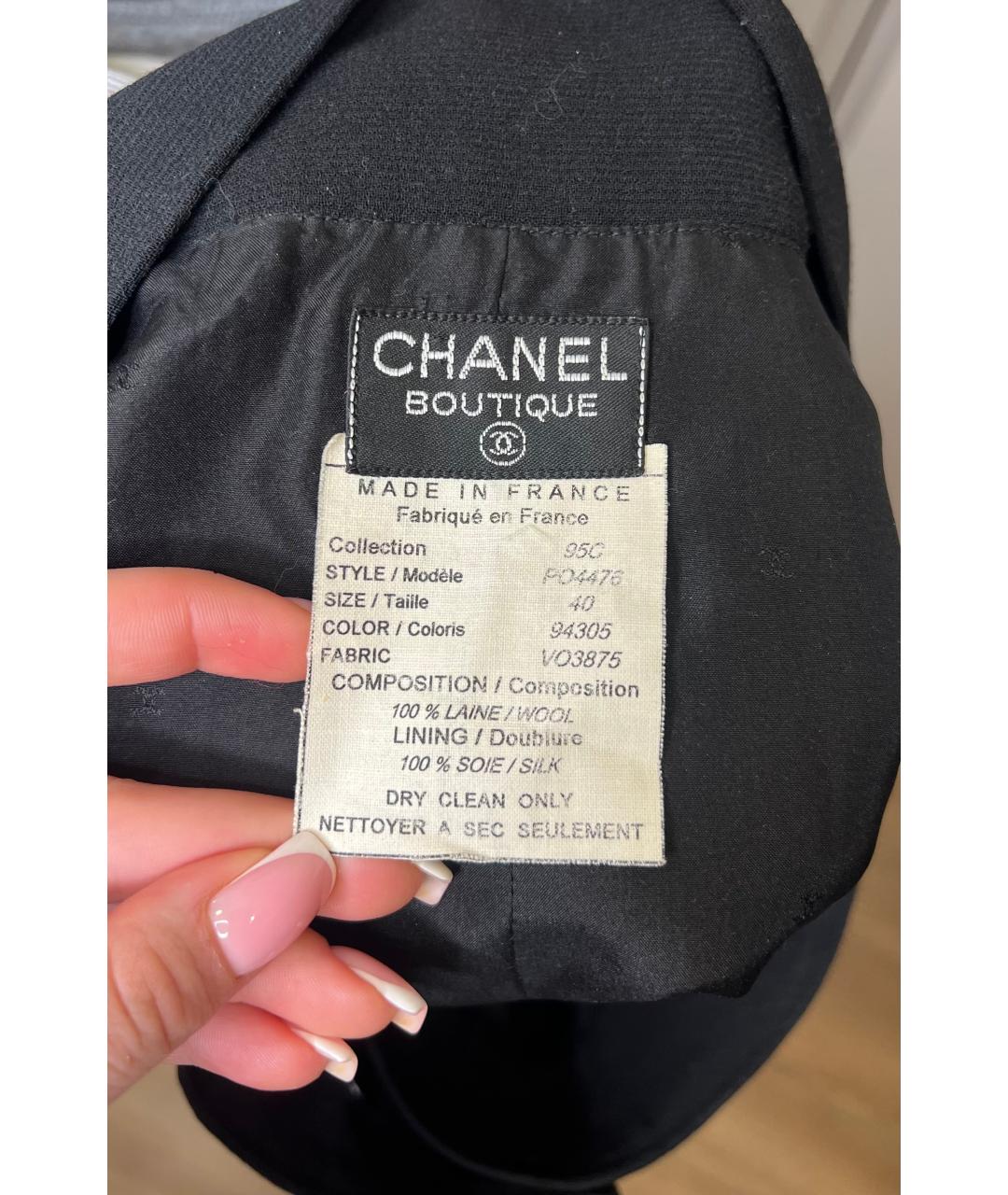 CHANEL Черная шерстяная юбка миди, фото 3