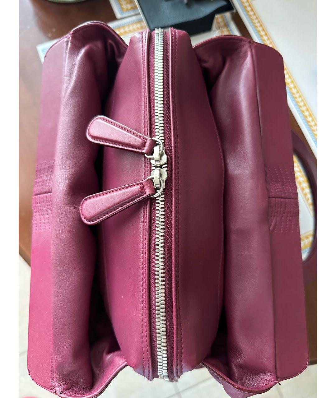 CHRISTIAN DIOR Бордовая кожаная сумка с короткими ручками, фото 4