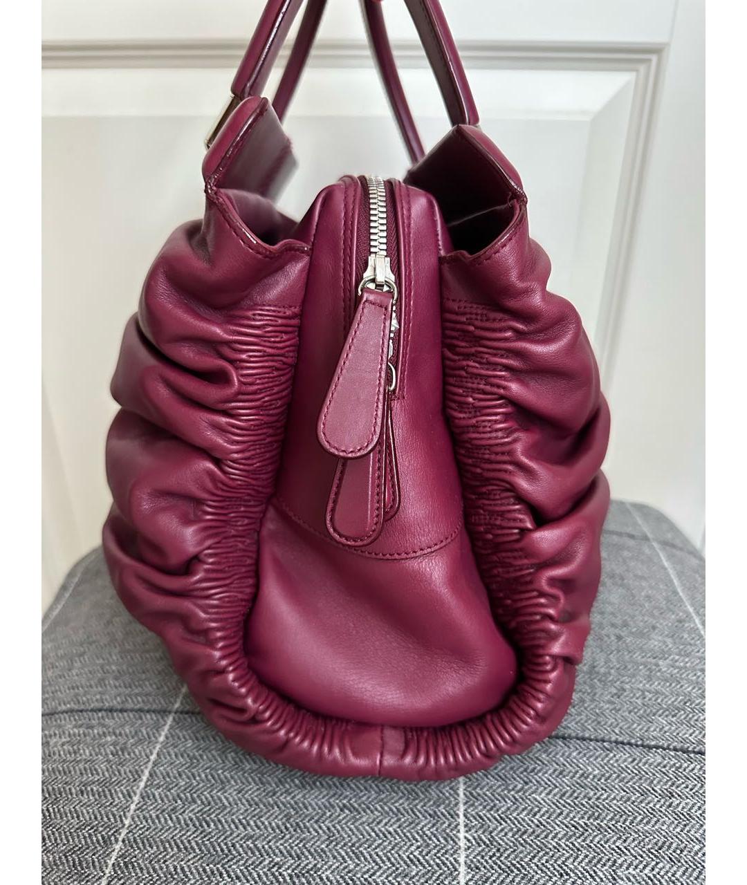 CHRISTIAN DIOR Бордовая кожаная сумка с короткими ручками, фото 2