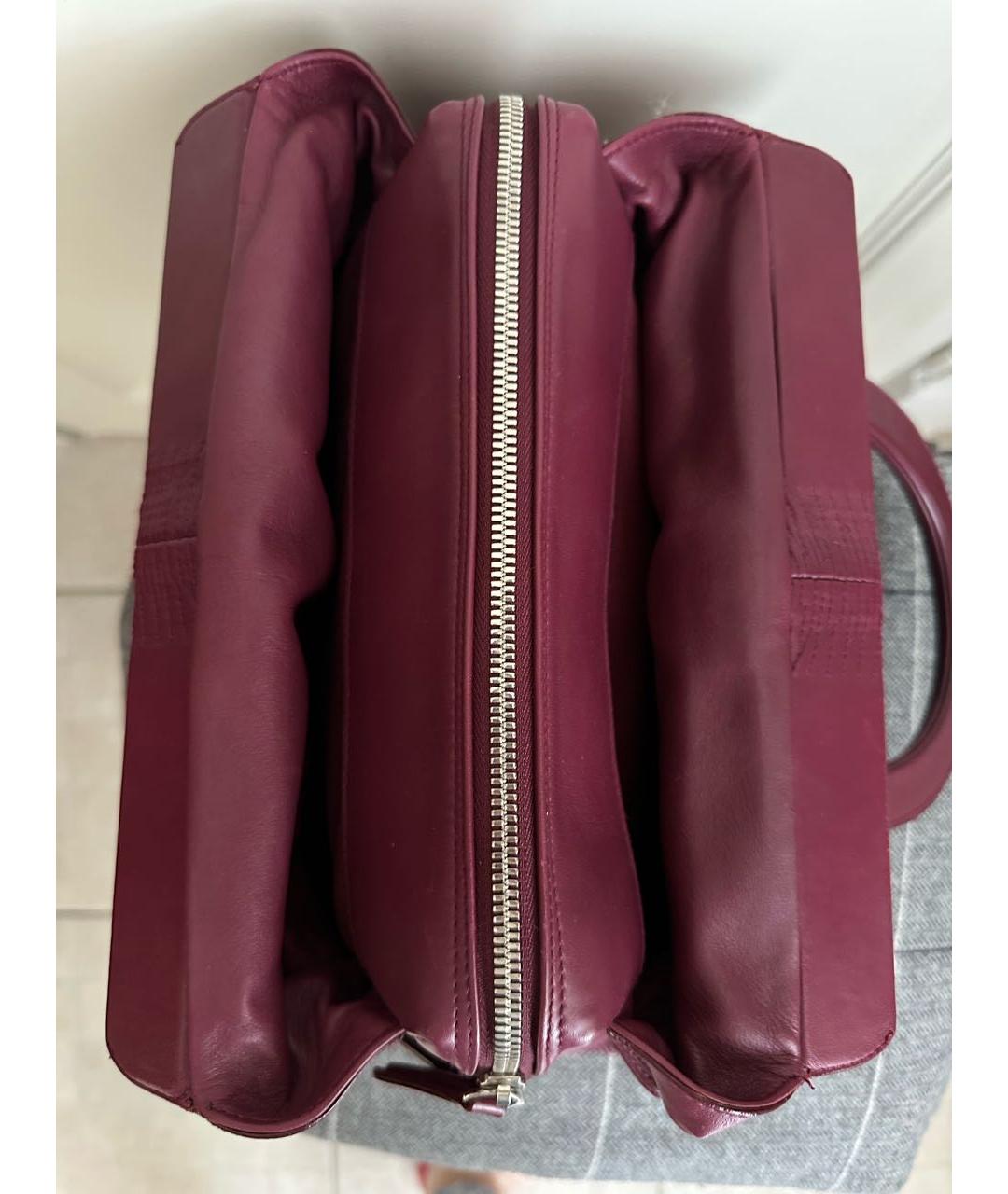 CHRISTIAN DIOR Бордовая кожаная сумка с короткими ручками, фото 7