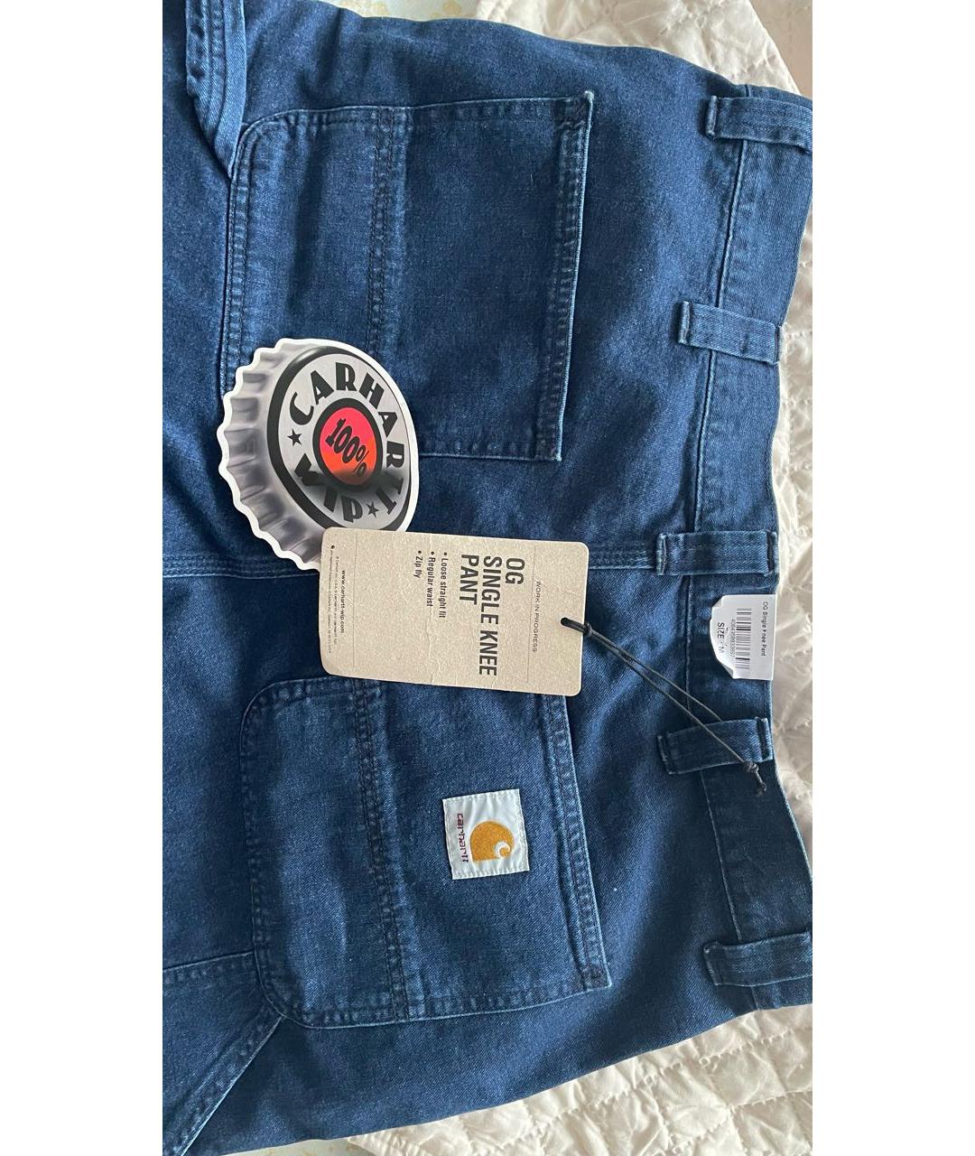 CARHARTT WIP Темно-синие хлопковые прямые джинсы, фото 3