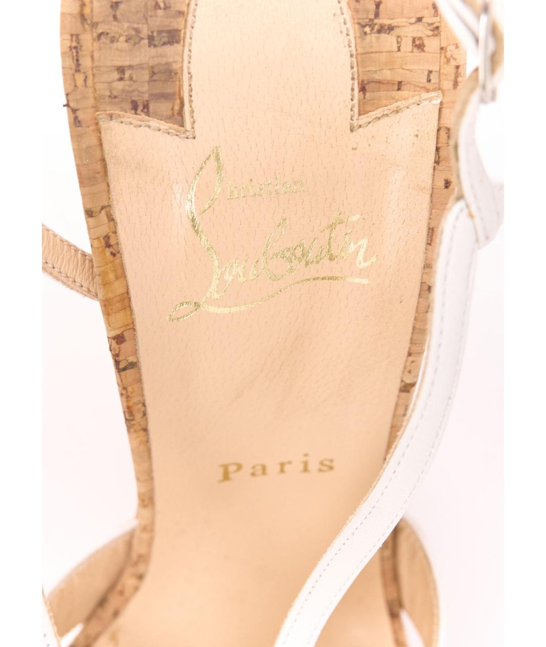 CHRISTIAN LOUBOUTIN Белые кожаные босоножки, фото 5